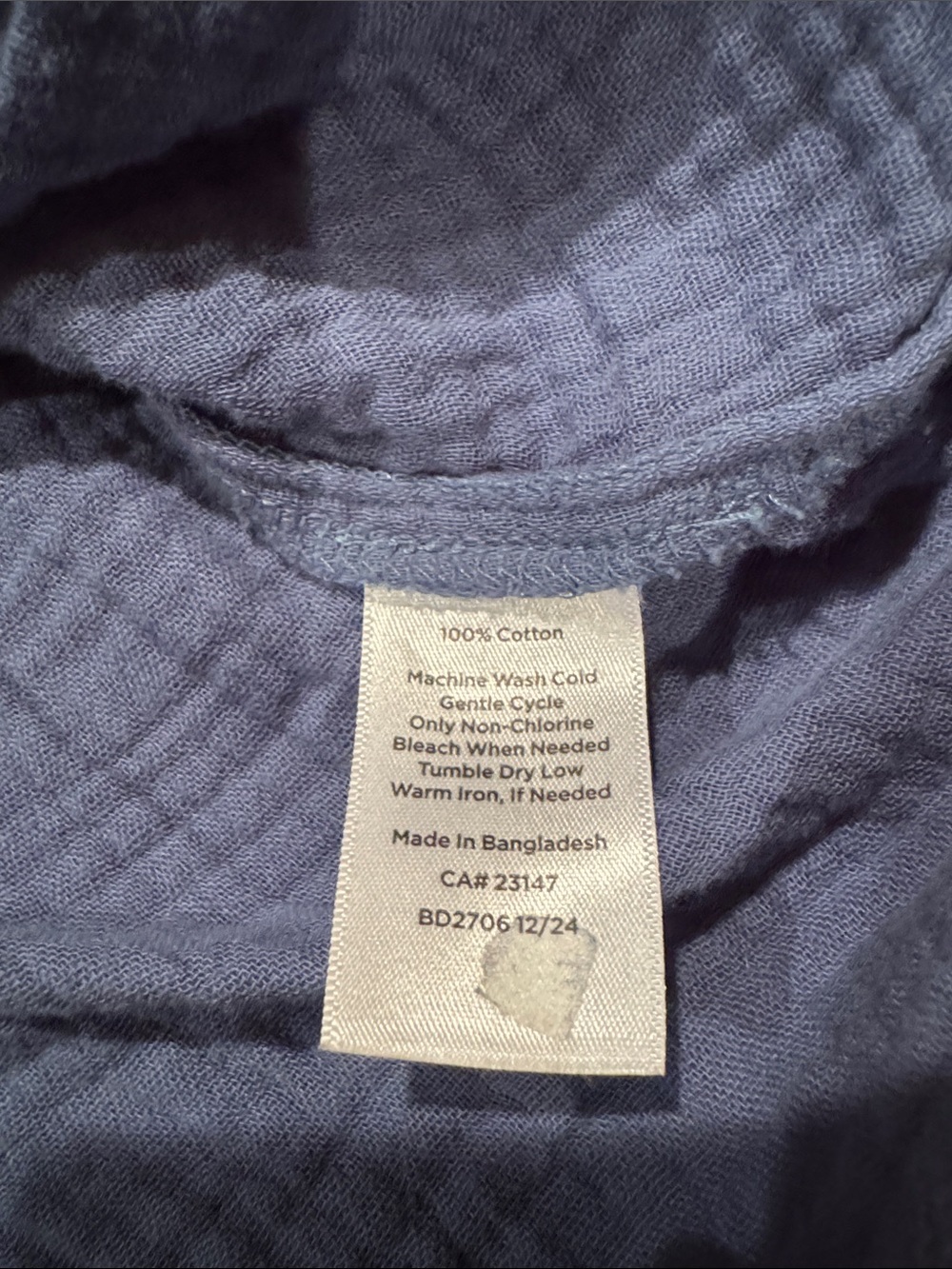 Talbots Small Petite Light Blue Textured Button-Up Top With Tab Sleeve - Picture 4 of 8